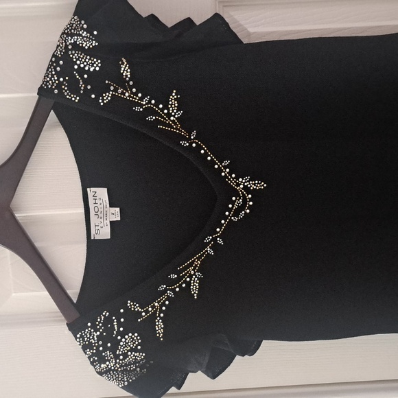 St. John Evening Little Black Dress Sequin Knit By Marie Gray Sz 2 Nwot - Picture 2 of 7